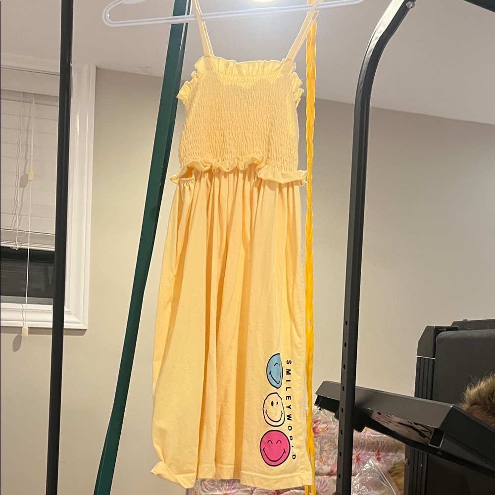 Yellow Smocked Kids Dress with Smiley Faces 6yrs old